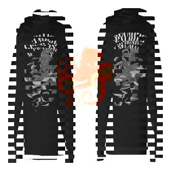 頭足類 タコ イカ 大ダコ 海洋学 長袖Tシャツ - Kawaiitshirt