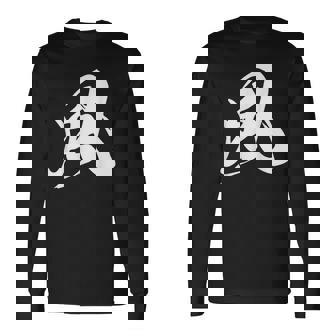 風 漢字 一文字 黒 シンプル 他カラー メンズ レディース 大きいサイズ 筆文字 長袖Tシャツ - Kawaiitshirt