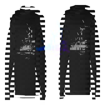 風力発電所 風車 タービン 再生可能エネルギー 長袖Tシャツ - Kawaiitshirt