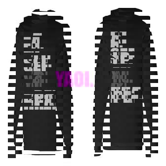 食べて寝てヤオイリピートヤオイボーイの恋愛漫画 長袖Tシャツ - Kawaiitshirt