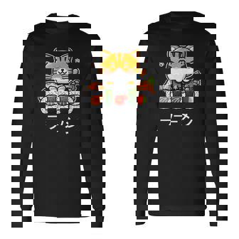 食べ物好きのためのかわいい日本のかわいい猫寿司 長袖Tシャツ - Kawaiitshirt