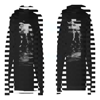 馬 動物 モチーフ アート 馬 長袖Tシャツ - Kawaiitshirt