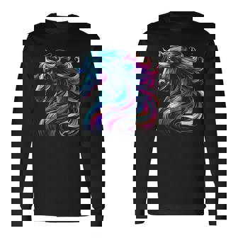 馬愛好家のための鮮やかな馬のファンタジー 長袖Tシャツ - Kawaiitshirt