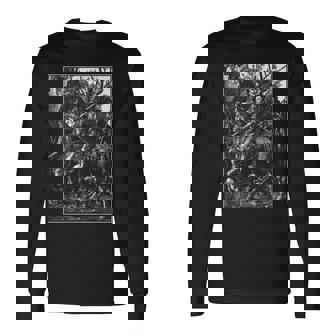 騎士、死と悪魔 1513 アルブレヒト・デューラー 銅彫刻 長袖Tシャツ - Kawaiitshirt