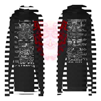 鬼マスク フェイス 妖怪 悪魔 般若 日本 鬼マスク 長袖Tシャツ - Kawaiitshirt