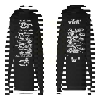 魅力的な禅猫のポーズ 気まぐれな猫ヨガ 長袖Tシャツ - Kawaiitshirt