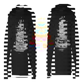 鮮やかな多層バースデーケーキ 長袖Tシャツ - Kawaiitshirt