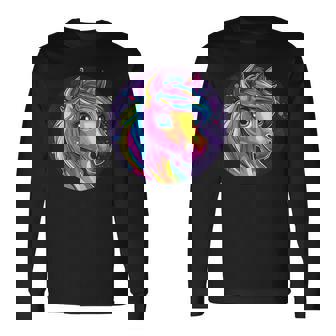 鮮やかな虹色の馬の魔法の夢 長袖Tシャツ - Kawaiitshirt