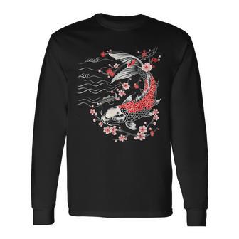 鯉 桜 桜 季節 錦鯉 魚 アジアン 長袖Tシャツ - Kawaiitshirt