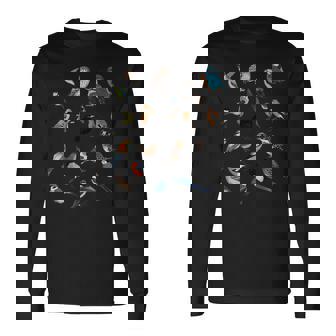 鳥類 鳥 動物 図 バードウォッチング 贈り物 鳥類学者 長袖Tシャツ - Kawaiitshirt