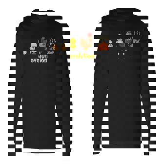 おもしろ 鶏の一生 Ovolution 食物連鎖 長袖Tシャツ - Kawaiitshirt