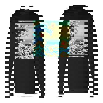 麻雀 おもしろ グッズ 服 筆文字 面白いtシャツ 文字入り 面白い 文字 ネタ メンズ 葛飾北斎 浮世絵 風 長袖Tシャツ - Kawaiitshirt