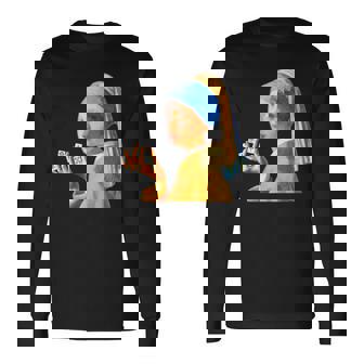 麻雀 牌 おもしろ ネタ フェルメール グッズ 服 面白いtシャツ 面白い メンズ 雀士 プレゼント おしゃれ 長袖Tシャツ - Kawaiitshirt