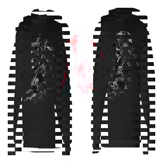 黒と赤のデザインの死神。 長袖Tシャツ - Kawaiitshirt