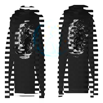 黒猫 三日月 セーラームーンフェイズ 占星術 ペット愛好家 長袖Tシャツ - Kawaiitshirt