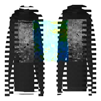 黒猫モネのスイレン絵画アート 猫好き 長袖Tシャツ - Kawaiitshirt