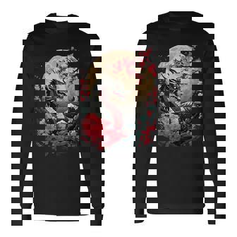 黒龍 桜 日本 美学 日本龍 長袖Tシャツ - Kawaiitshirt