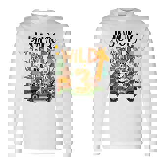 3Rd Birthday Young Wild And Three Safari 3 Year Old Long Sleeve T-Shirt - Thegiftio