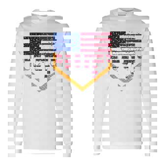 4Th Of July Baseball Drip Ice Cream Patriotic American Flag Long Sleeve T-Shirt - Monsterry