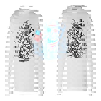 4Th Of July Patriotic Dachshund Cowboy Dog Usa Flag Long Sleeve T-Shirt - Monsterry