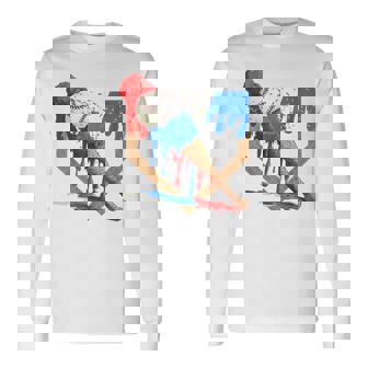 4Th Of July Red White And Blue Baseball Ice Cream Drip Boys Long Sleeve T-Shirt - Monsterry