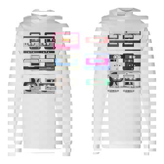 80 年代のロック カセット T シャツ男性ヴィンテージ ロック カセット テープ 長袖Tシャツ - Kawaiitshirt