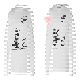 Alice In Wonderland With Balloon Rabbit Whimsical Fantasy Long Sleeve T-Shirt - Thegiftio UK