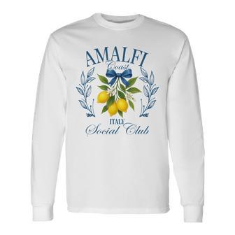 Amalfi Coast Social Club Italy Lemon Retro Summer Vacation Long Sleeve T-Shirt - Thegiftio UK