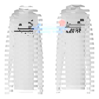 Amity 1975 Sunset Sailboat Sunrise Summer Ocean Vacation Long Sleeve T-Shirt | Mazezy