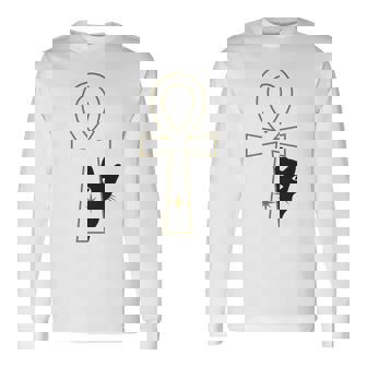 Ankh & Cat デザイン – スピリチュアル瞑想アート 長袖Tシャツ - Kawaiitshirt