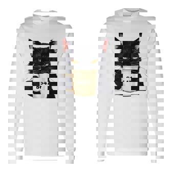 Anti Trump Black Cat Dark Humor 8647 Political Cat Lover Long Sleeve T-Shirt - Monsterry