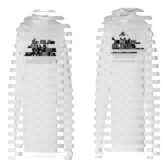 Atlanta Ga スカイライン 摩天楼 シティシルエット 長袖Tシャツ - Kawaiitshirt