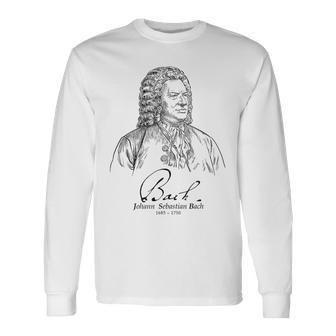 Bach German Composerバッハ、ドイツの作曲家、音楽家、クラシカル 長袖Tシャツ - Kawaiitshirt