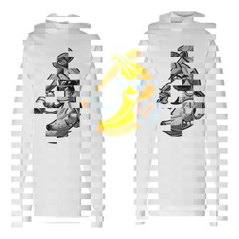 Banana Playing Baseball Fruit Lover Baseball Sports Player Long Sleeve T-Shirt - Thegiftio UK