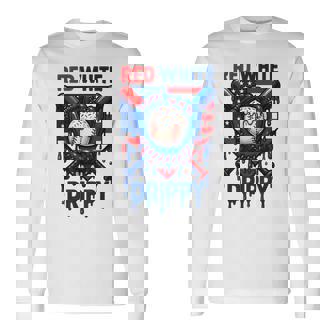 Baseball Ice Cream Red White & Drippy 4Th Of July Patriotic Long Sleeve T-Shirt - Monsterry