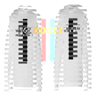 Bocci ぼっち《フェイクゴールド ロゴ》緑 赤 ライン【変なデザイン屋さん】陰キャ オタク ブランド パロディ 面白 長袖tシャツ 長袖Tシャツ - Kawaiitshirt