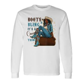 Boots And Bling It's Cowgirl Thing Western Country Melanin Long Sleeve T-Shirt - Thegiftio UK
