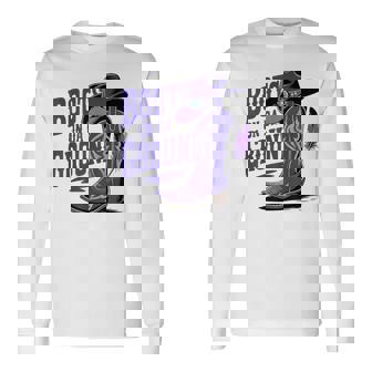 Boots On The Ground Boot Cowboy Purple Western Country Music Long Sleeve T-Shirt - Thegiftio UK