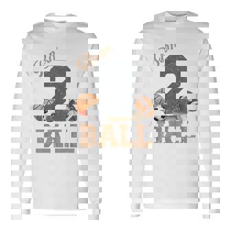 Born 2 Ball 2Nd Birthday Sports 2 Year Old Boy Second Bday Long Sleeve T-Shirt - Thegiftio UK