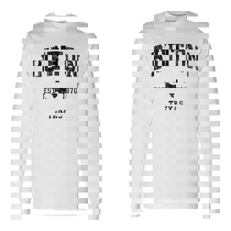 Burton Texas Tx ビンテージ アスレチック ブラックスポーツデザイン 長袖Tシャツ - Kawaiitshirt