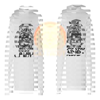 Cat Daddy Cool Maine Coon Cat Father's Day Retro Cat Dad Long Sleeve T-Shirt - Monsterry