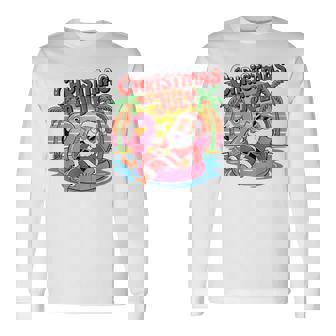 Christmas In July Santa Summer Beach Vibes Hawaiian Long Sleeve T-Shirt | Mazezy