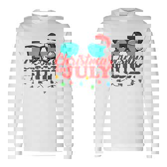 Christmas In July Santa Hat Sunglasses Summer Celebration Long Sleeve T-Shirt - Thegiftio UK