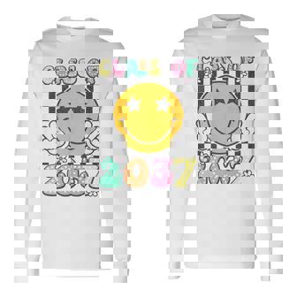 Class Of 2037 Grow With Me Retro Kindergarten Graduation Long Sleeve T-Shirt | Mazezy