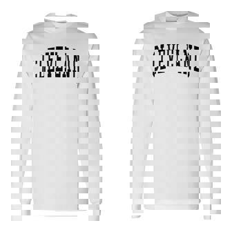 Cleveland Vintage Varsity Arched Text Cleveland Long Sleeve T-Shirt - Thegiftio