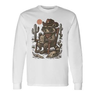 Country Cowboy Raccoon Rodeo Cowgirl Western Texas Long Sleeve T-Shirt - Thegiftio UK