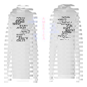 Courage Freedom Diversity Rights Kindness Justice Equality Long Sleeve T-Shirt - Monsterry