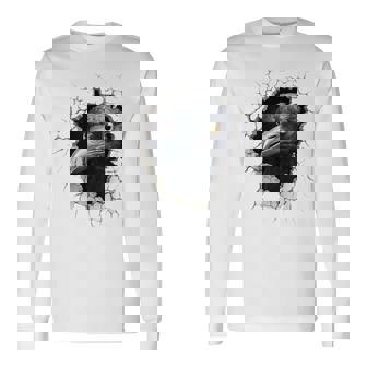 Cuervo Animal Print Gráfico Dibujo Arte Cara Cuervo Camiseta de manga larga - Regaloses