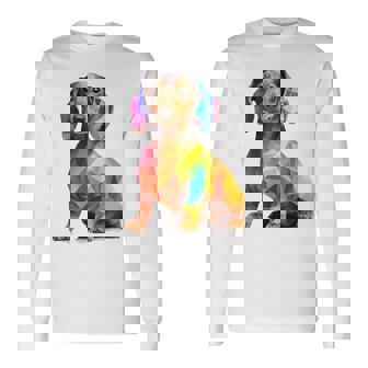 Dachshund Mascota Abstracto Arte Colorido Animal Dachshund Camiseta de manga larga - Regaloses