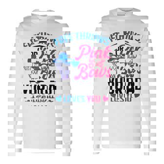 Dad Loves You Free Throw Or Pink Bows 性別発表 長袖Tシャツ - Kawaiitshirt